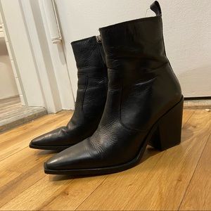 Real Leather Black Boots MANGO size 8